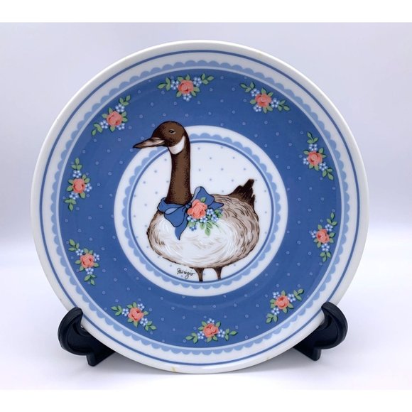 1985 George Good by Fabrizio Plate - Goose w/ Floral Design - 8.25" - Japan - Picture 1 of 7